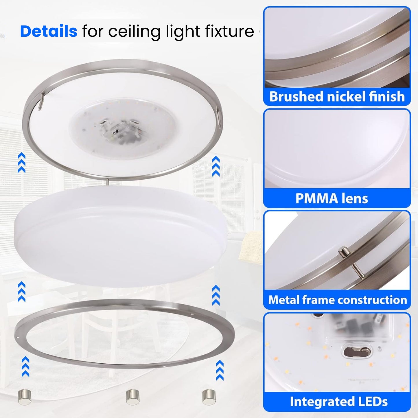 12" LED Double Ring Flushmount Light - 16w with 5-in-1 CCT 2700K/3000K/3500K/4000K/5000K