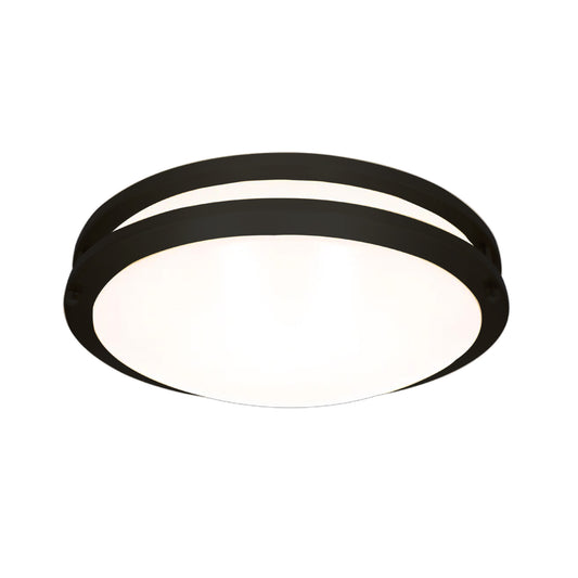 12" LED Double Ring Black Matt Flushmount Light - 16w with 5-in-1 CCT 2700K/3000K/3500K/4000K/5000K