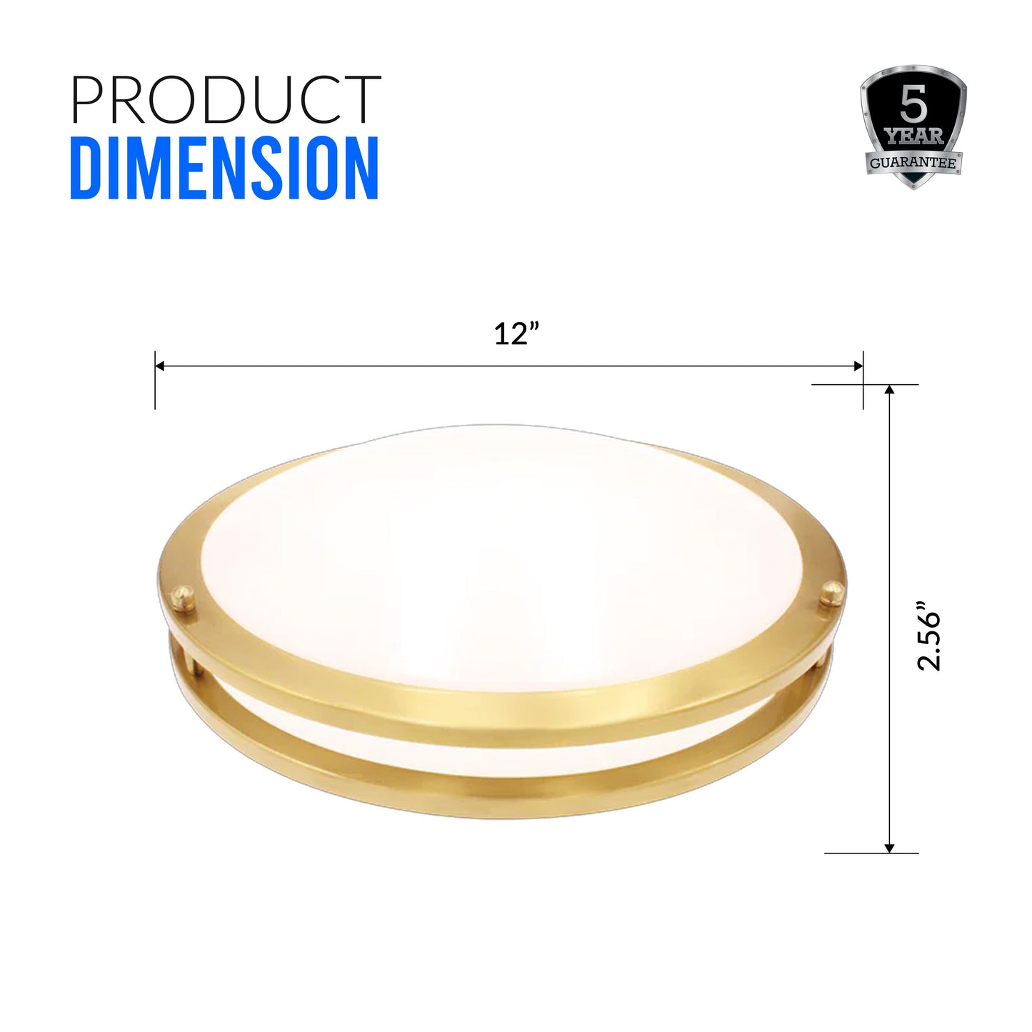 12" LED Double Ring Golden Flushmount Light - 16w with 5-in-1 CCT 2700K/3000K/3500K/4000K/5000K