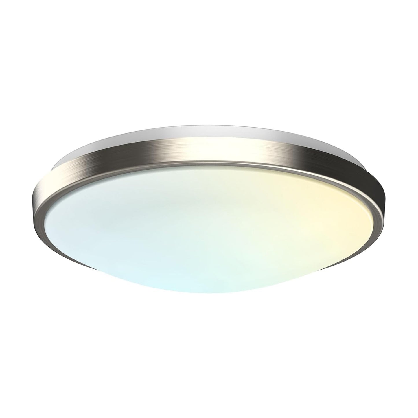 13" Round Brushed Nickel Dimmable Flush Mount Ceiling Light, Single Ring - 1280 Lumens - 16W - 5 Color Switchable (2700K/3000K/3500K/4000K/5000K)