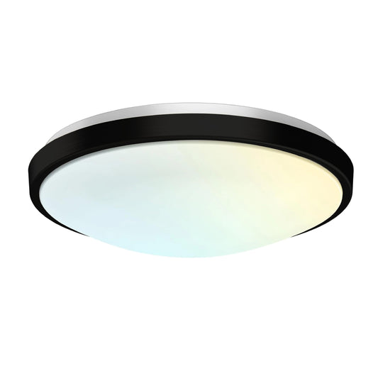 13" Round Brushed Nickel Black Matt Dimmable Flush Mount Ceiling Light, Single Ring - 1280 Lumens - 16W - 5 Color Switchable (2700K/3000K/3500K/4000K/5000K)