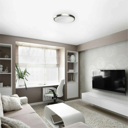 13" Round Brushed Nickel Golden Dimmable Flush Mount Ceiling Light, Single Ring - 1280 Lumens - 16W - 5 Color Switchable (2700K/3000K/3500K/4000K/5000K)