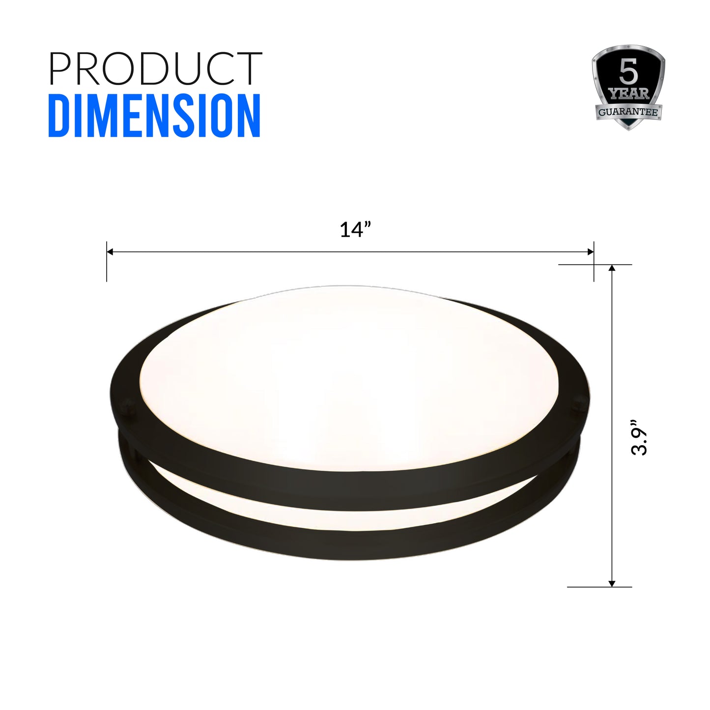 14" LED Double Ring Black Matt Flushmount Light - 22W with 5-in-1 CCT 2700K/3000K/3500K/4000K/5000K