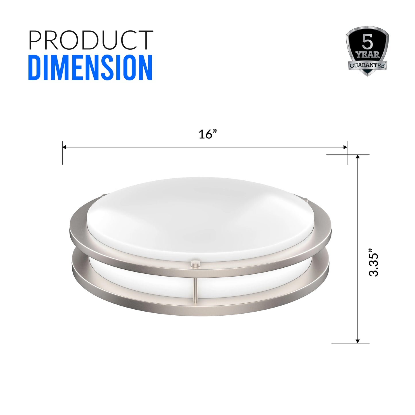 16" LED Double Ring Flushmount Light - 26W with 5-in-1 CCT (2700K/3000K/3500K/4000K/5000K)