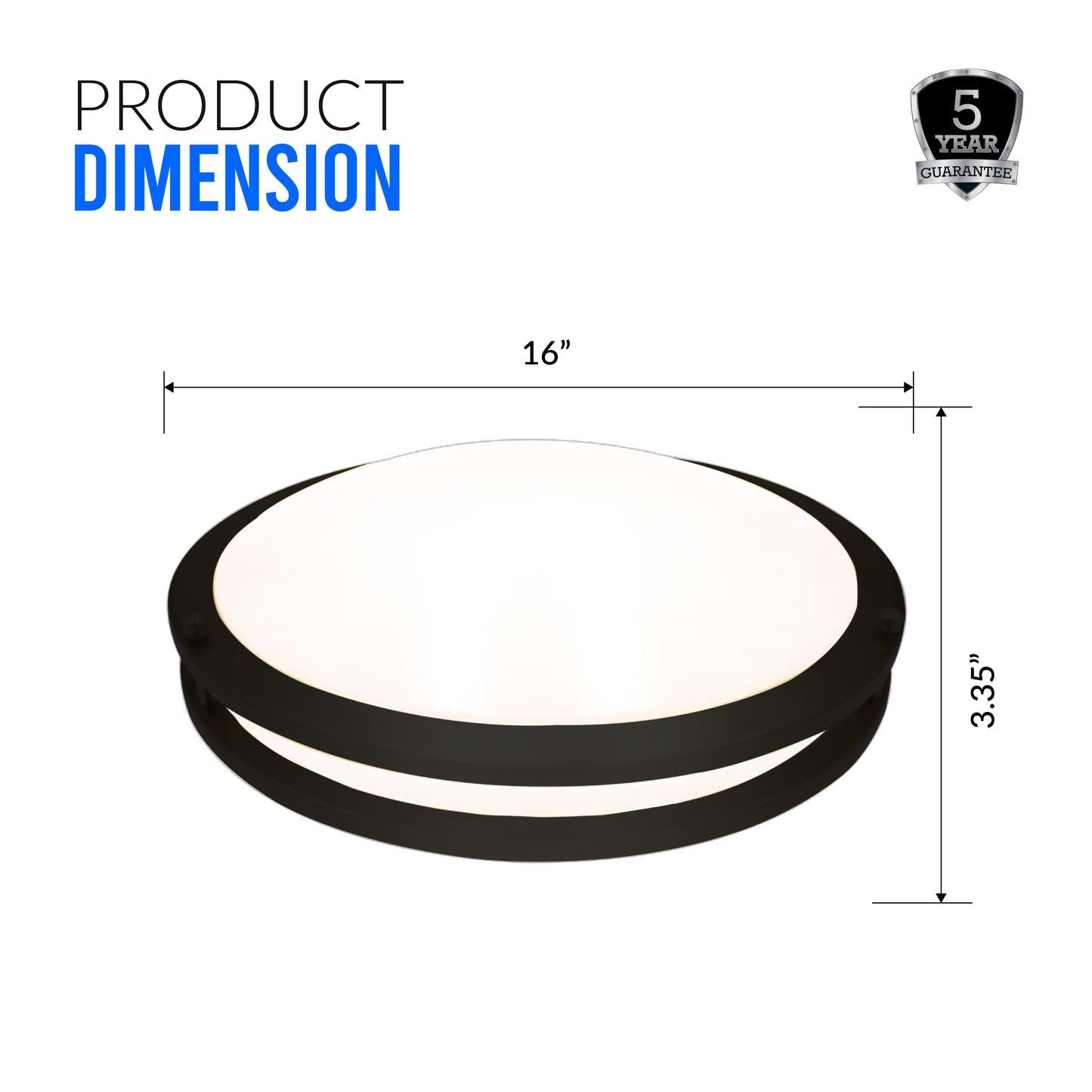 16" LED Double Ring Black Matt Flushmount Light - 26W with 5-in-1 CCT (2700K/3000K/3500K/4000K/5000K)