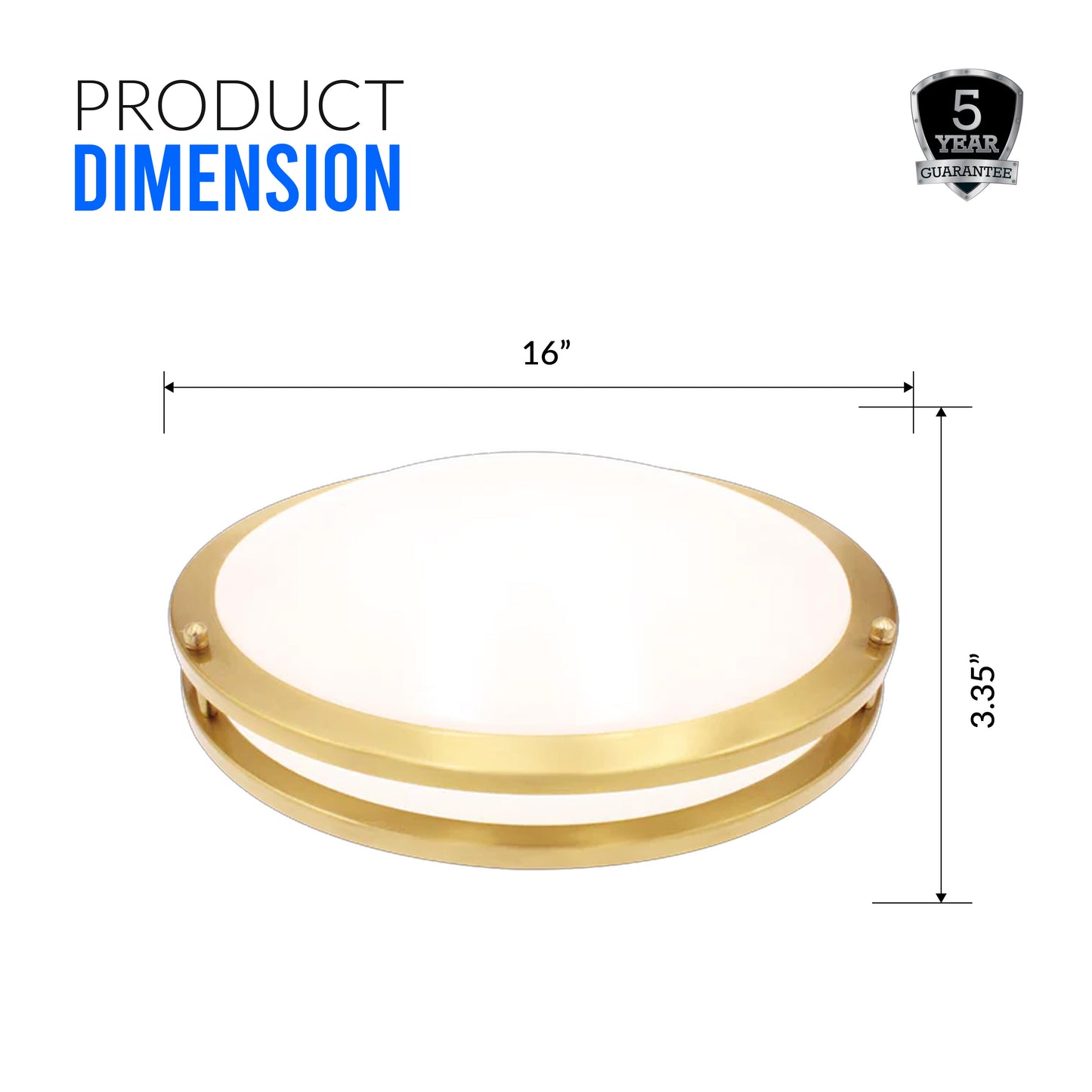 16" LED Double Ring Golden Flushmount Light - 26W with 5-in-1 CCT (2700K/3000K/3500K/4000K/5000K)