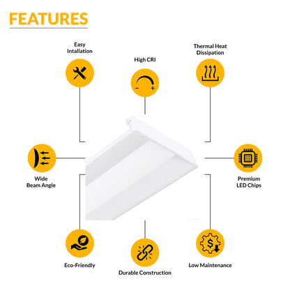 1x4 Center Basket Troffer 5200 Lumens, Selectable Wattage 25W-40W, Selectable CCT 3500K-5000K