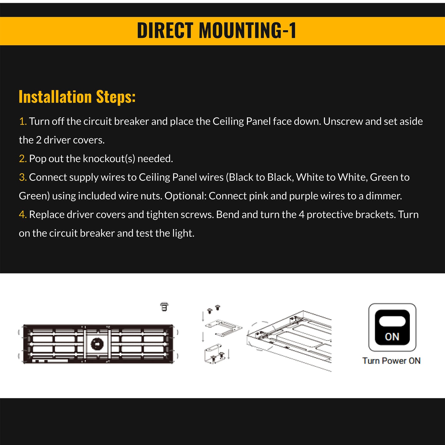 1x4 LED Panel 5200 Lumens, Adjustable Wattage 20W-40W, Selectable CCT 3500K-5000K