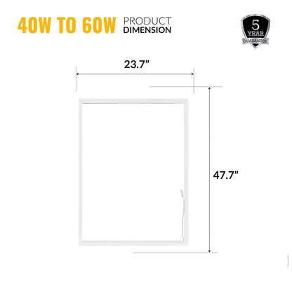 2x4 LED T-Bar 6600 Lumens, Adjustable 40W-60W, Selectable CCT 3000K-5000K