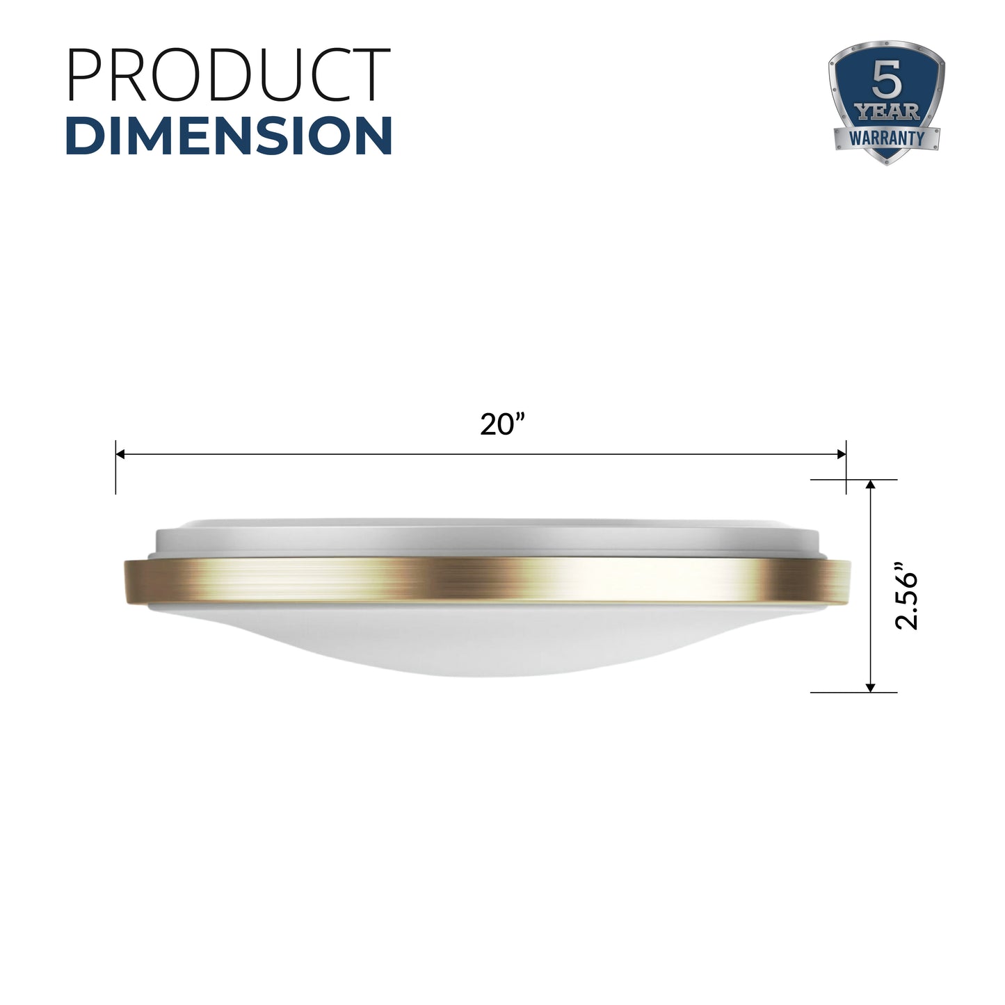 20-Inch Brushed Nickel Golden Dimmable Flush Mount Single Ring Ceiling Light – 2080 Lumens, 26W, 5 Adjustable Color Temperatures (2700K-5000K)