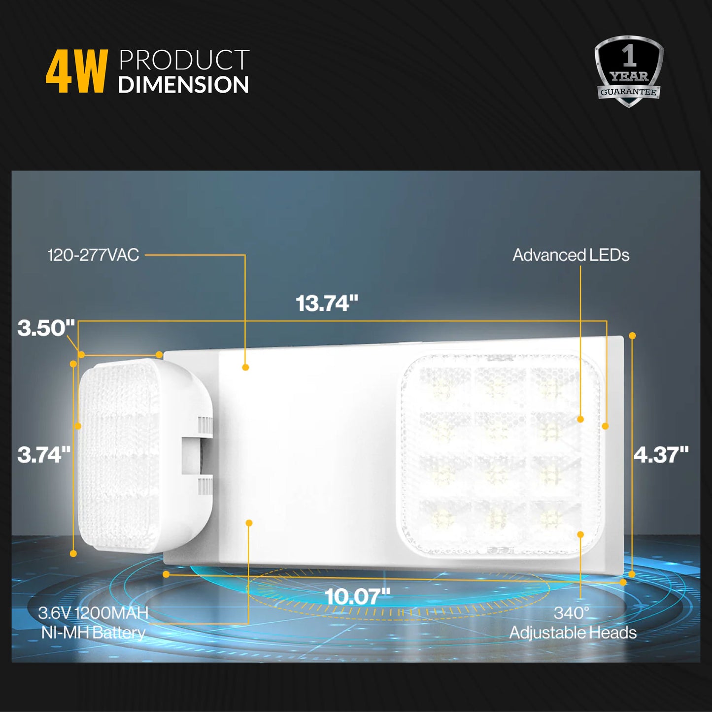 2 Head LED Emergency Light