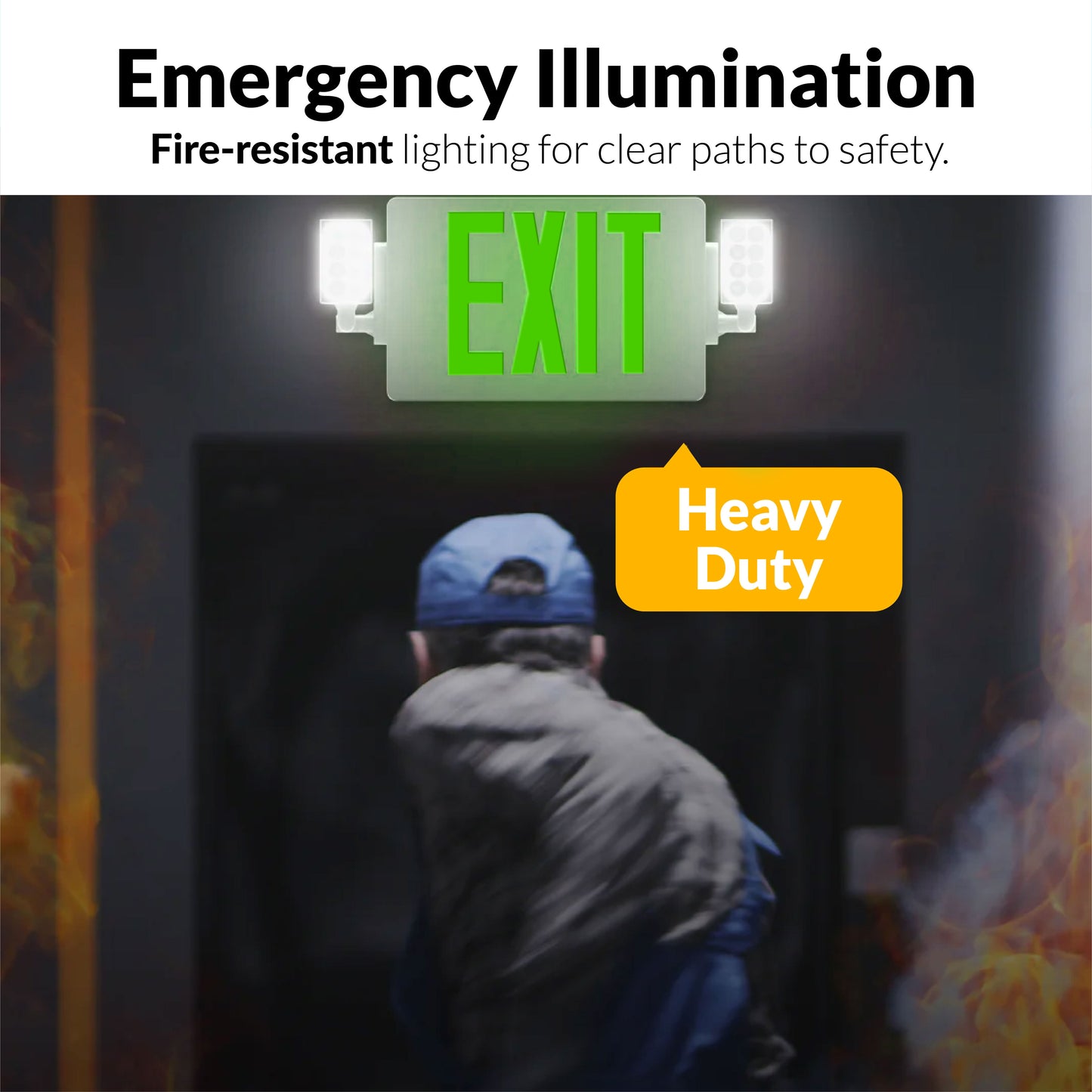 2 Head LED Exit Sign (Green)