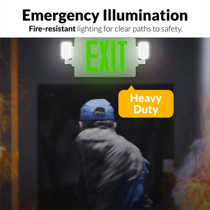 2 Head LED Exit Sign (Green)