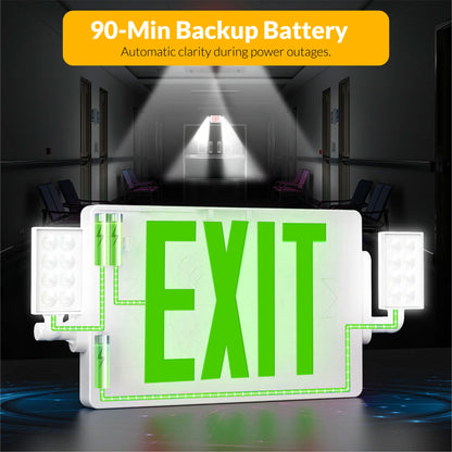 2 Head LED Exit Sign (Green)