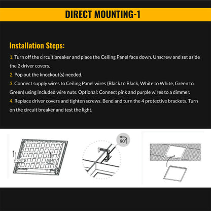 2x2 LED Panel 5200 Lumens, Adjustable 20W-40W, Selectable CCT 3500K-6500K