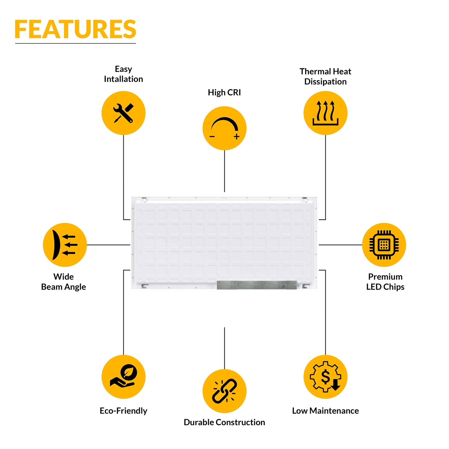 2x4 LED Panel 6500 Lumens, Adjustable Wattage 25W-50W, Selectable CCT 3500K-6500K