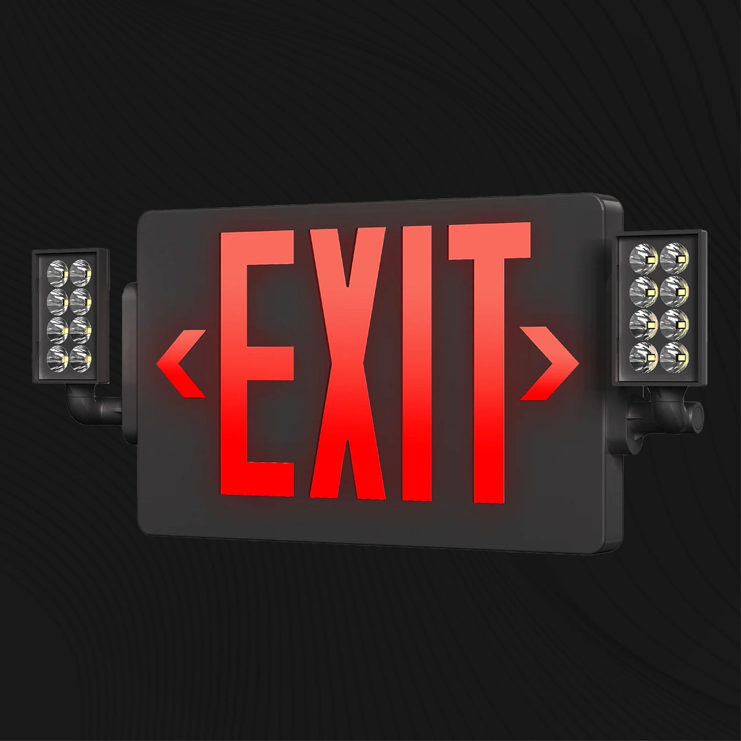 Black 2 Head LED Exit Sign