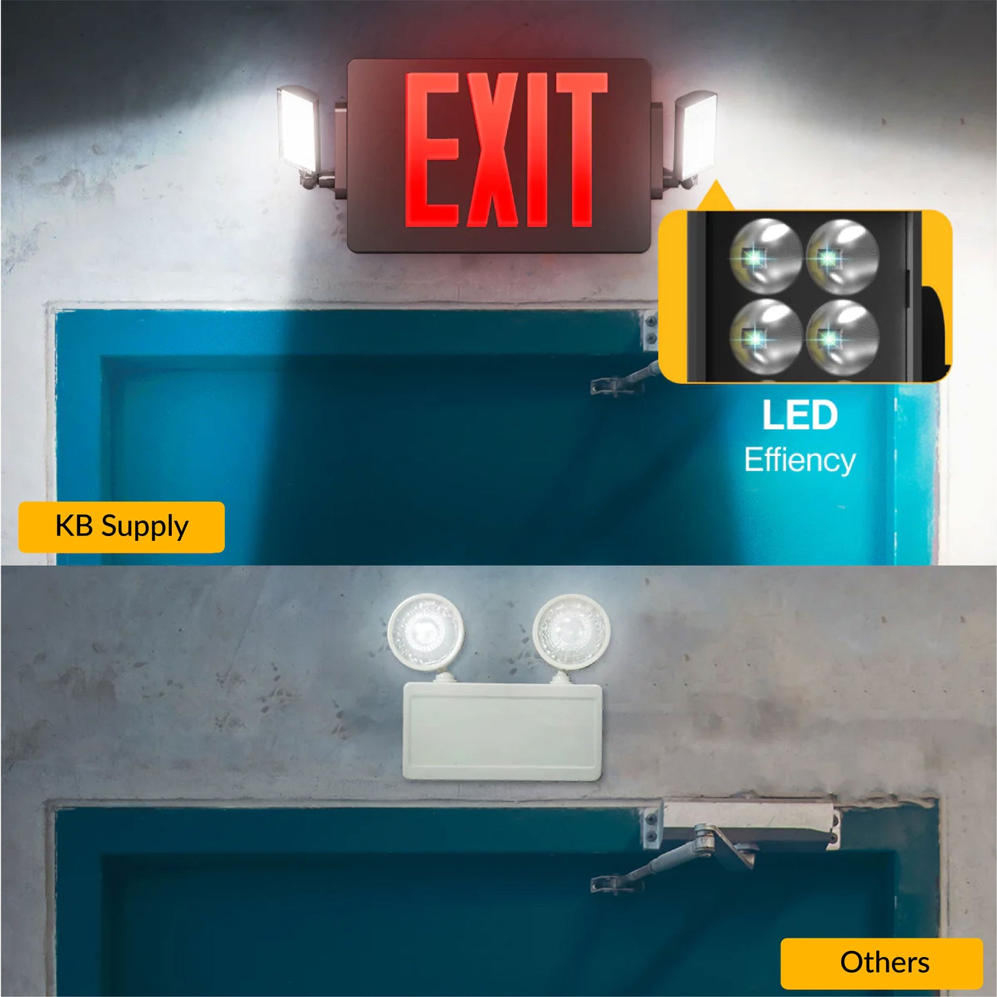 Black 2 Head LED Exit Sign