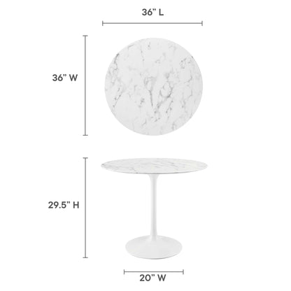 Lippa 36" Round Artificial Marble Dining Table