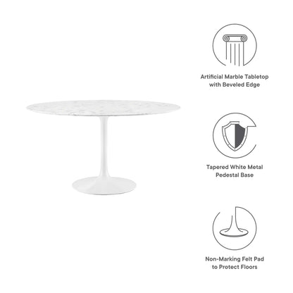 Lippa 48" Round Artificial Marble Dining Table