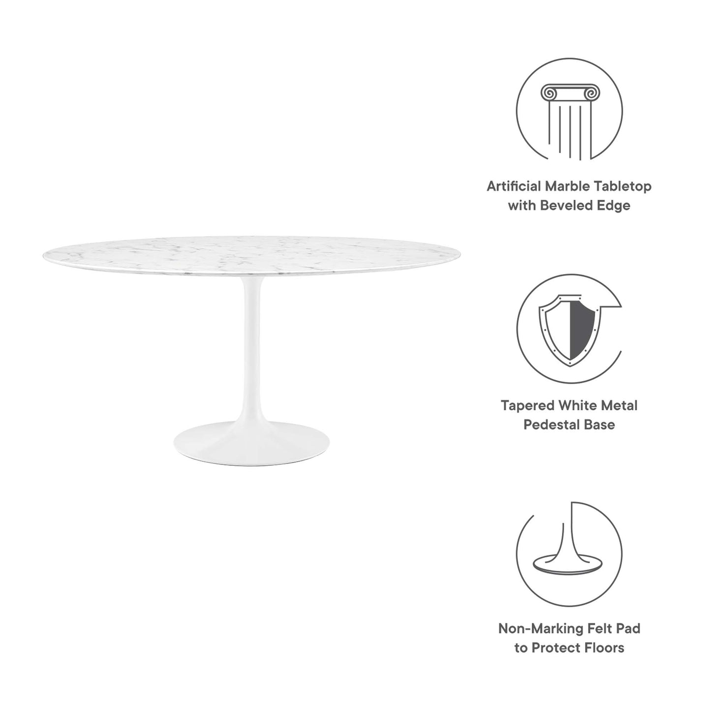 Lippa 60" Round Artificial Marble Dining Table