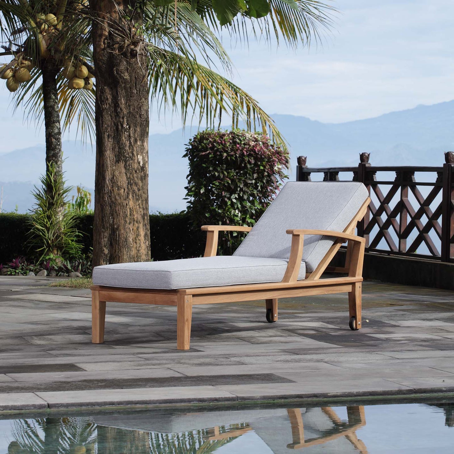 Marina Outdoor Patio Teak Single Chaise