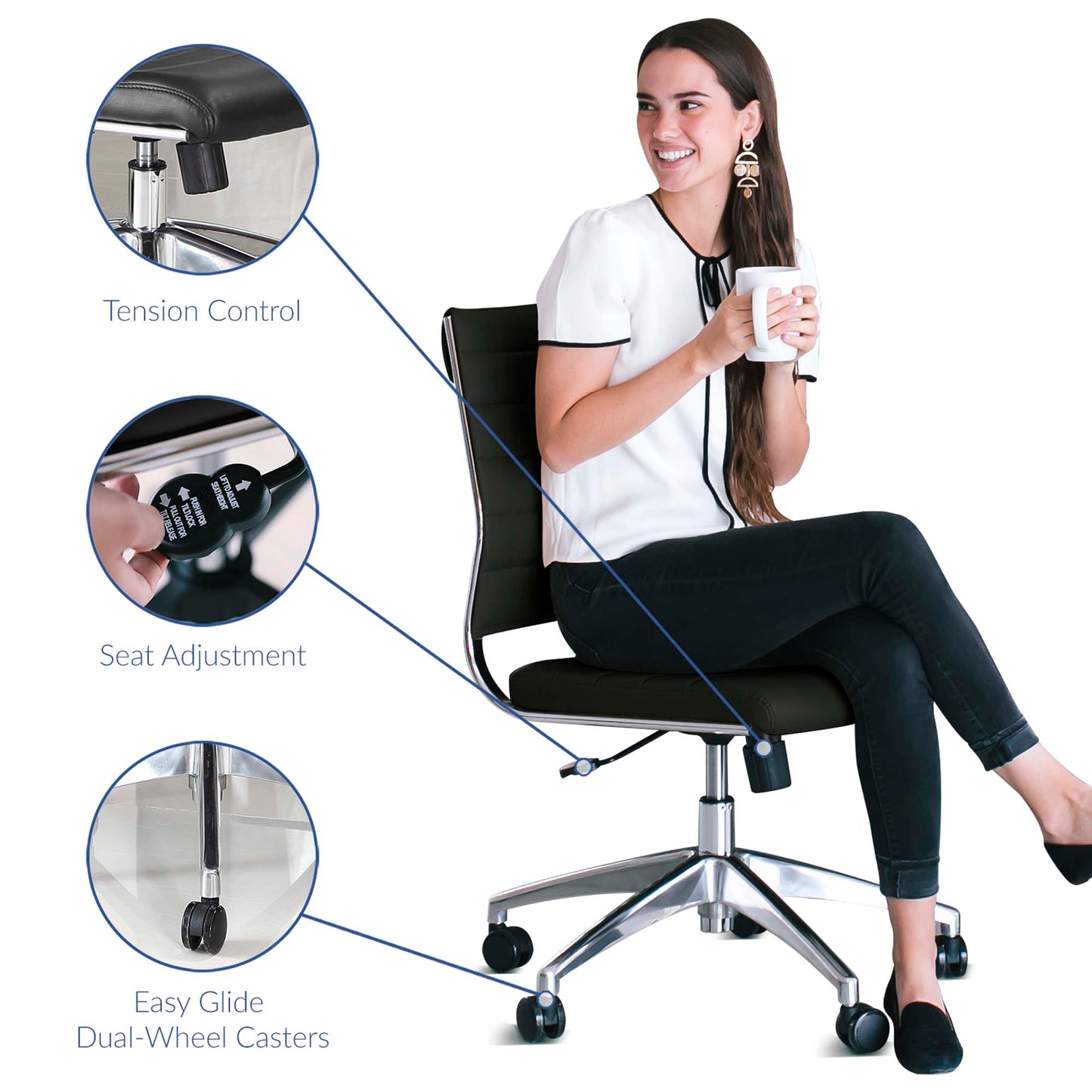 Jive Armless Mid Back Office Chair