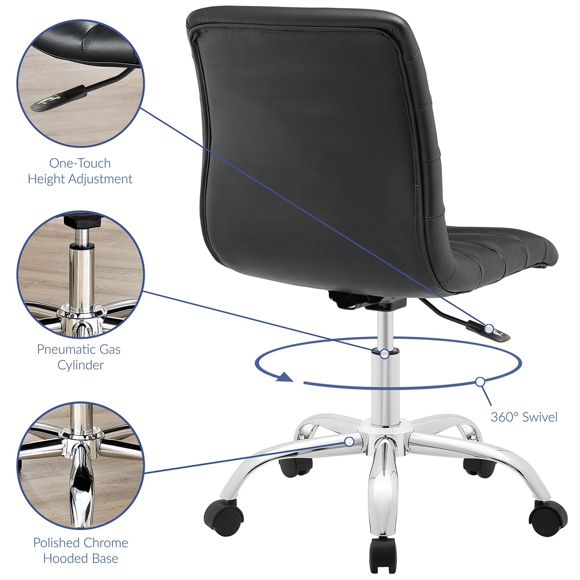 Ripple Armless Mid Back Vinyl Office Chair