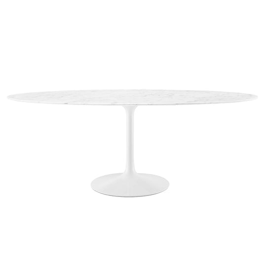 Lippa 78" Oval Artificial Marble Dining Table