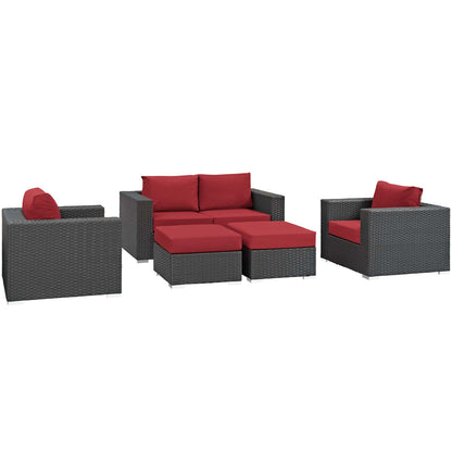 Sojourn 5 Piece Outdoor Patio Sunbrella® Sectional Set