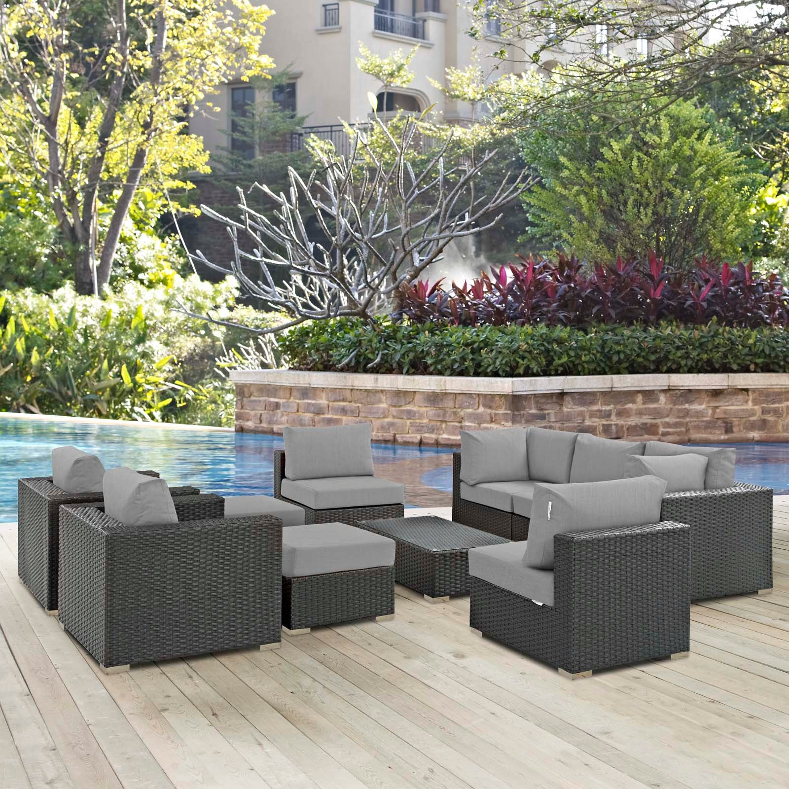 Sojourn 10 Piece Outdoor Patio Sunbrella® Sectional Set