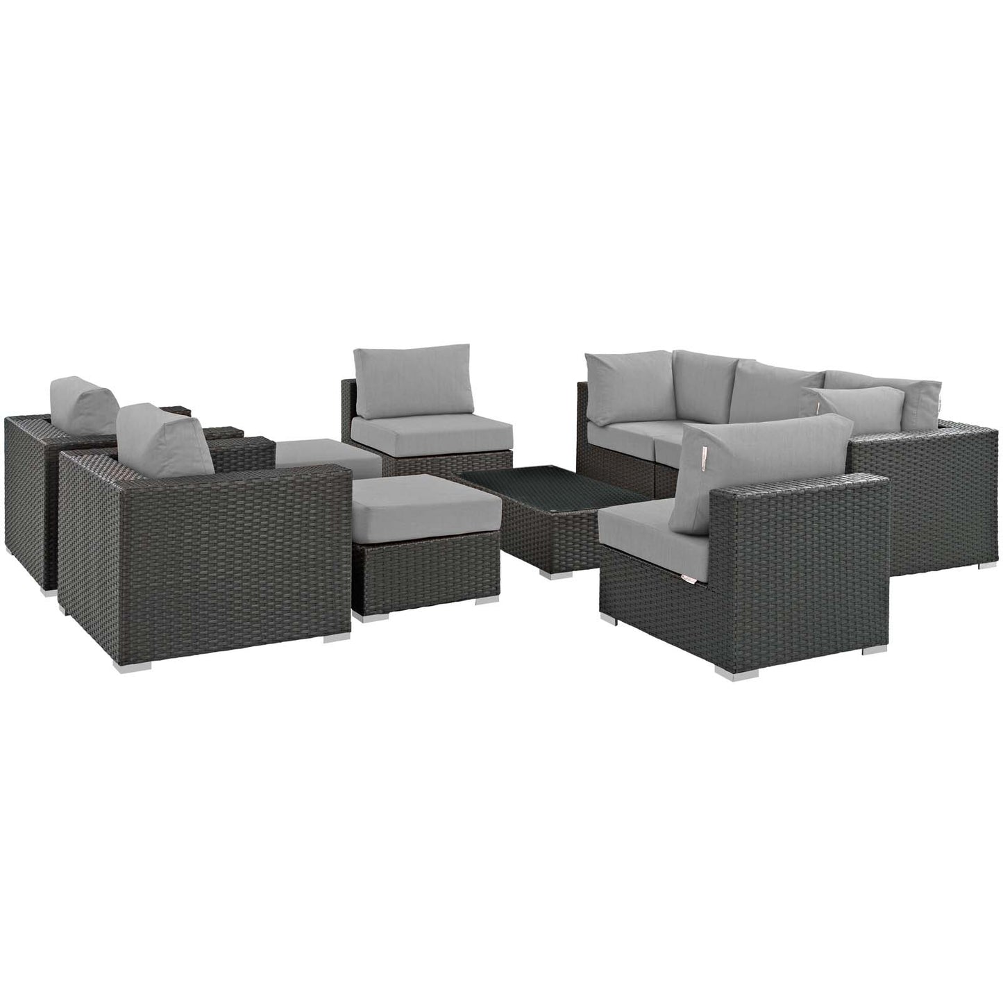 Sojourn 10 Piece Outdoor Patio Sunbrella® Sectional Set