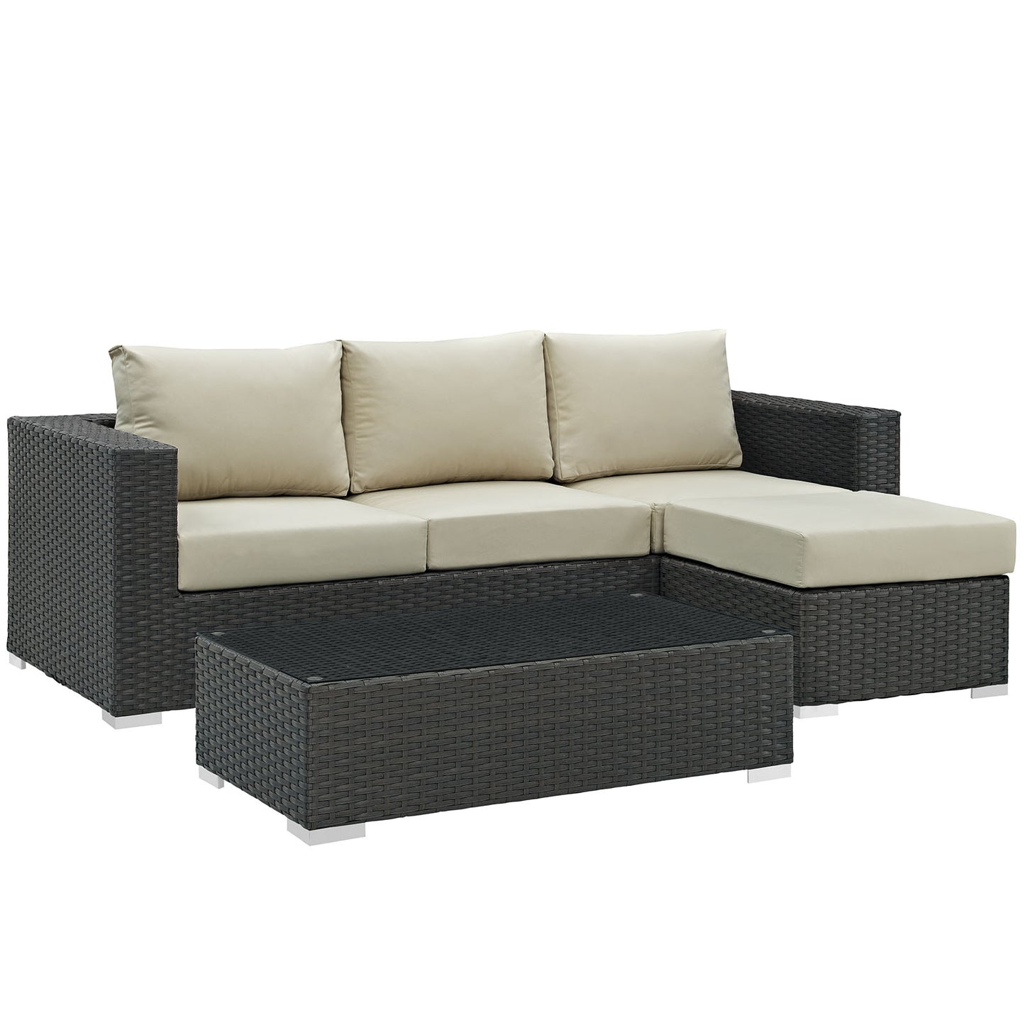 Sojourn 3 Piece Outdoor Patio Sunbrella® Sectional Set