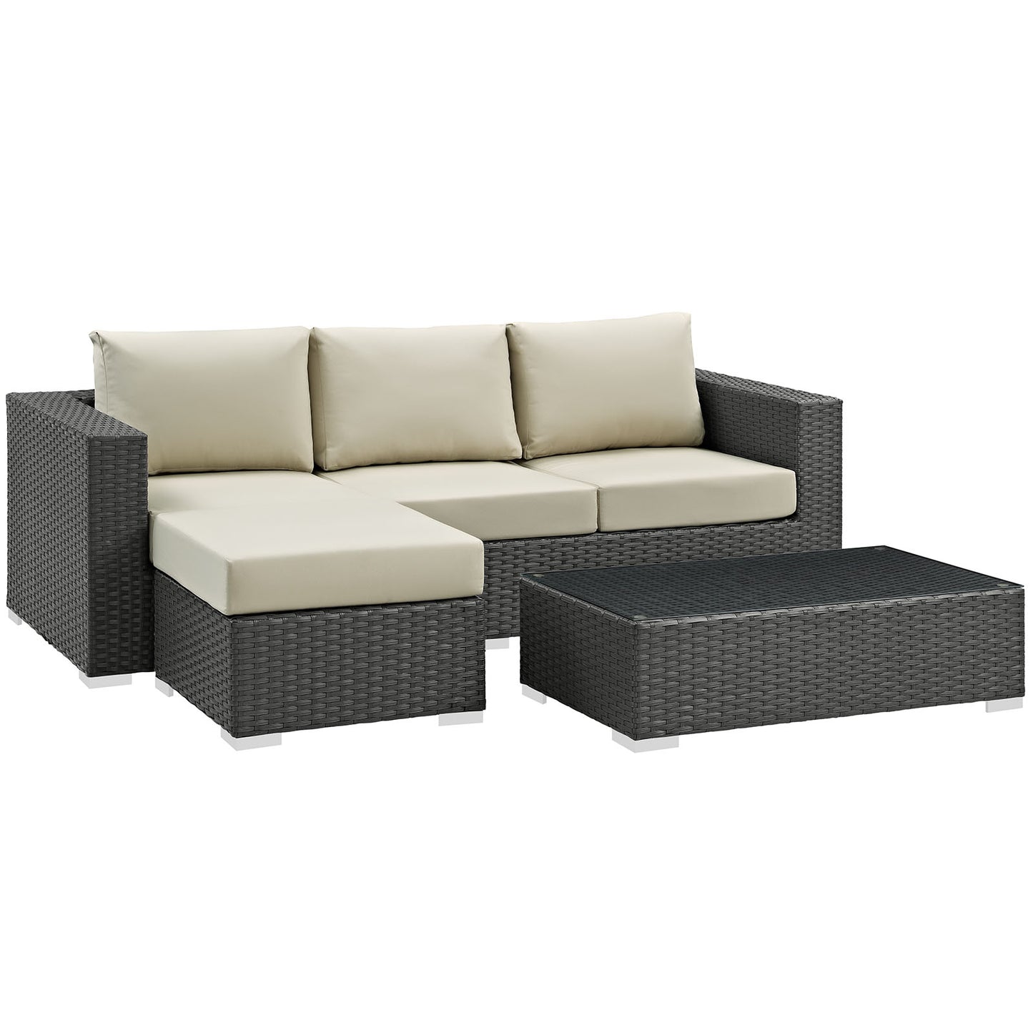 Sojourn 3 Piece Outdoor Patio Sunbrella® Sectional Set