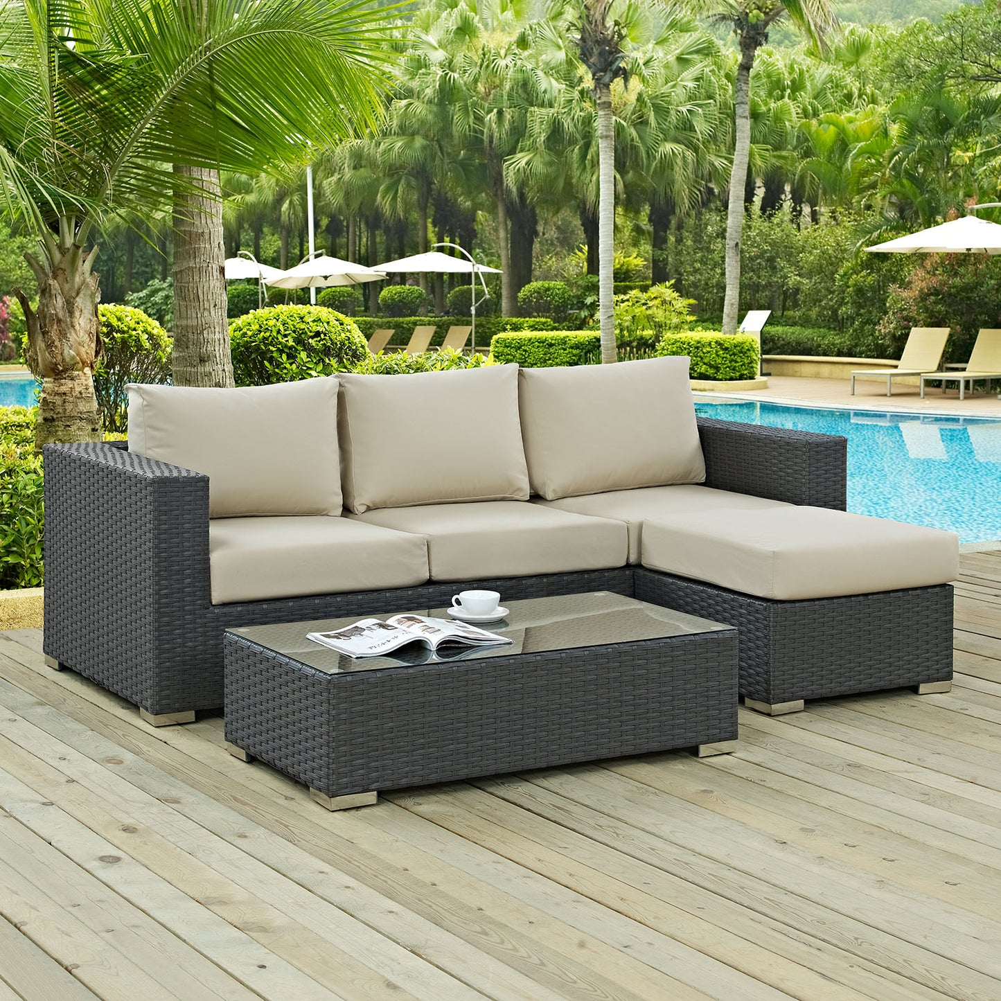 Sojourn 3 Piece Outdoor Patio Sunbrella® Sectional Set