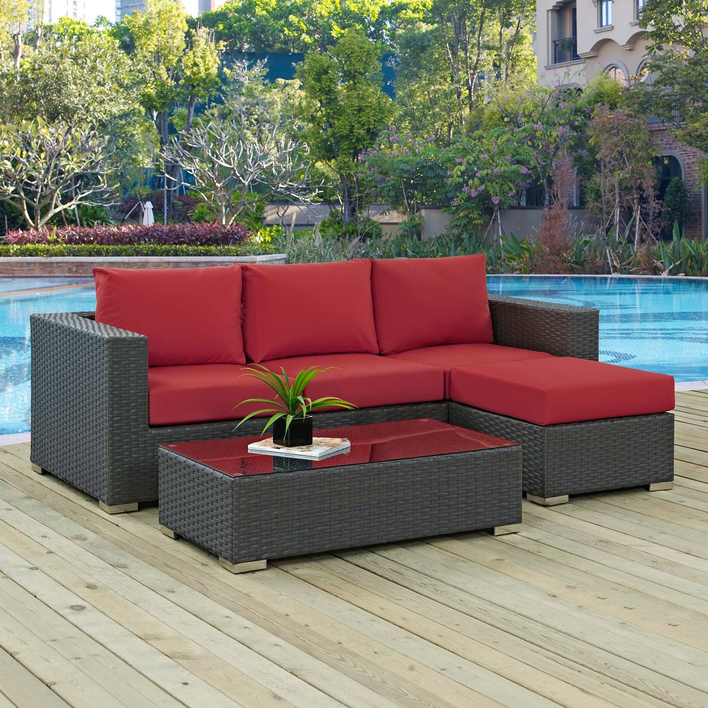 Sojourn 3 Piece Outdoor Patio Sunbrella® Sectional Set