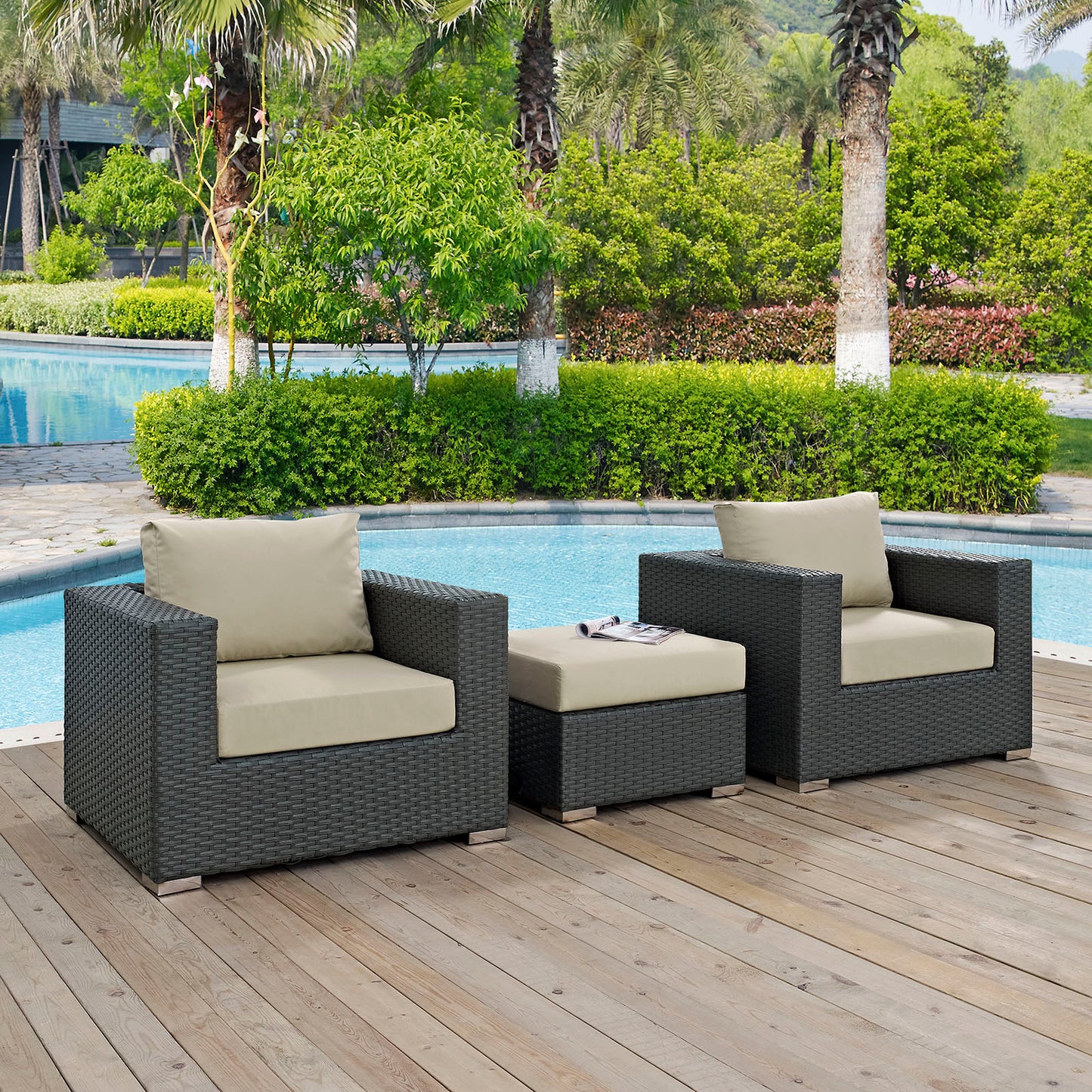 Sojourn 3 Piece Outdoor Patio Sunbrella® Sectional Set