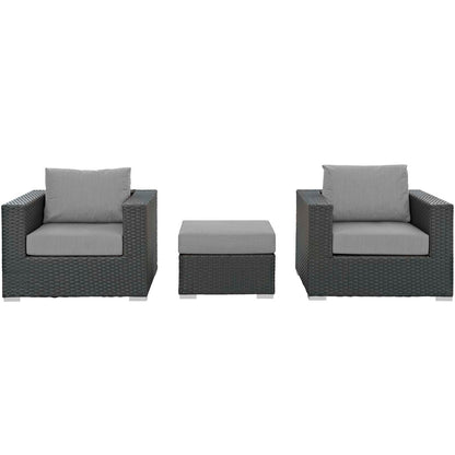 Sojourn 3 Piece Outdoor Patio Sunbrella® Sectional Set