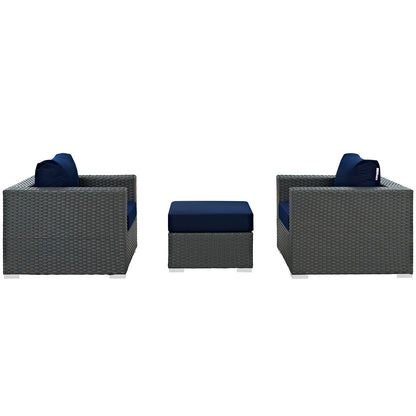 Sojourn 3 Piece Outdoor Patio Sunbrella® Sectional Set