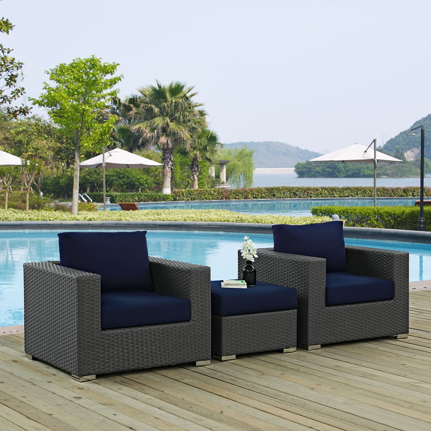 Sojourn 3 Piece Outdoor Patio Sunbrella® Sectional Set