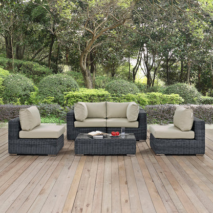 Summon 5 Piece Outdoor Patio Sunbrella® Sectional Set