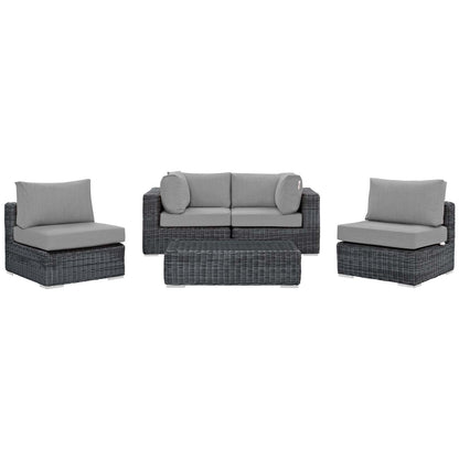 Summon 5 Piece Outdoor Patio Sunbrella® Sectional Set