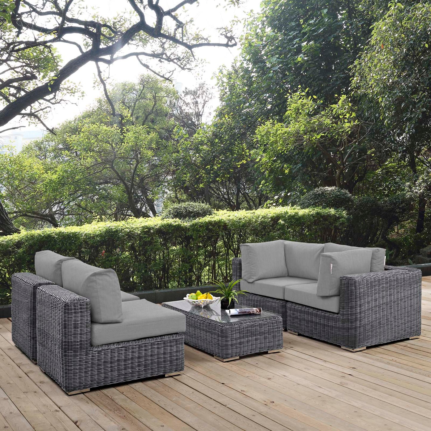 Summon 5 Piece Outdoor Patio Sunbrella® Sectional Set