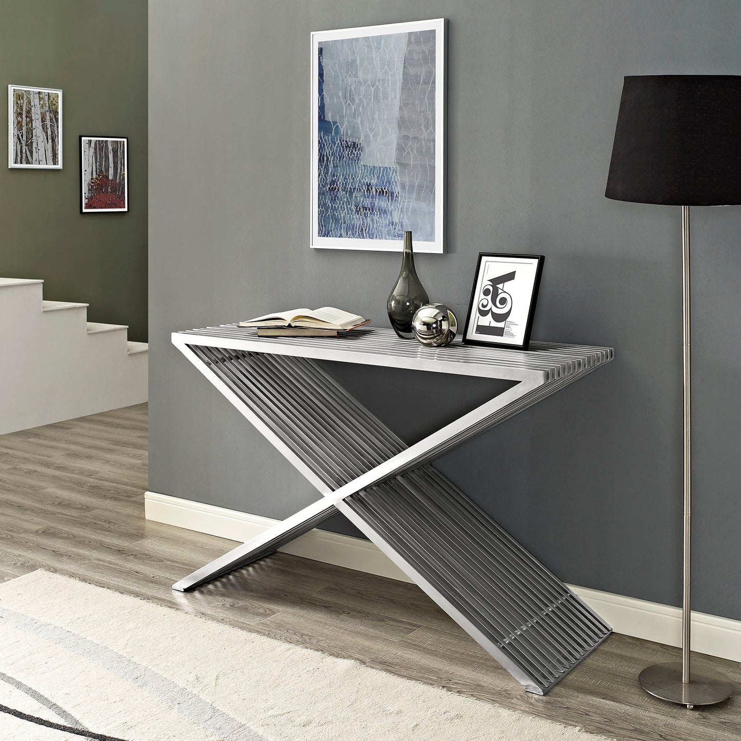 Press Stainless Steel Console Table