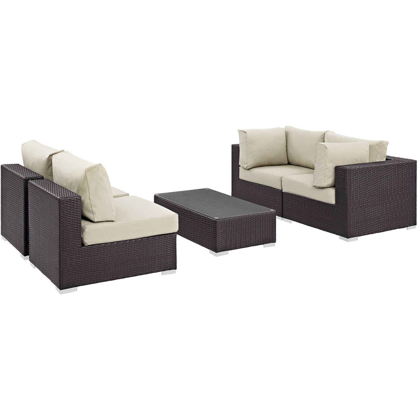 Convene 5 Piece Outdoor Patio Sectional Set