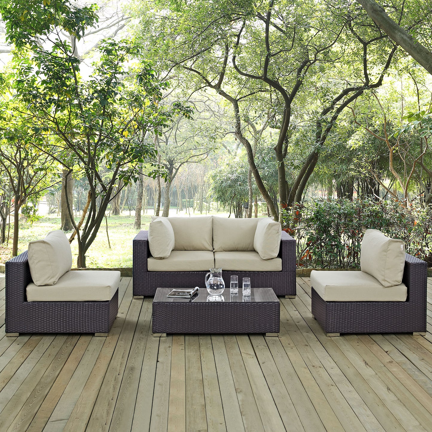 Convene 5 Piece Outdoor Patio Sectional Set