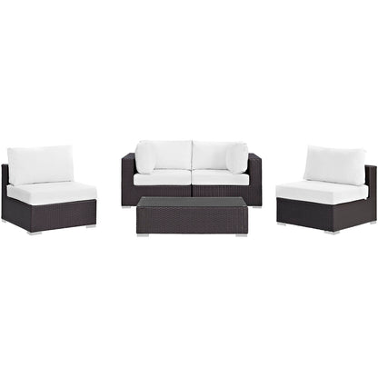 Convene 5 Piece Outdoor Patio Sectional Set