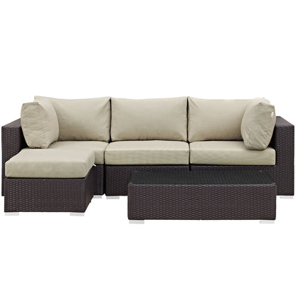 Convene 5 Piece Outdoor Patio Sectional Set