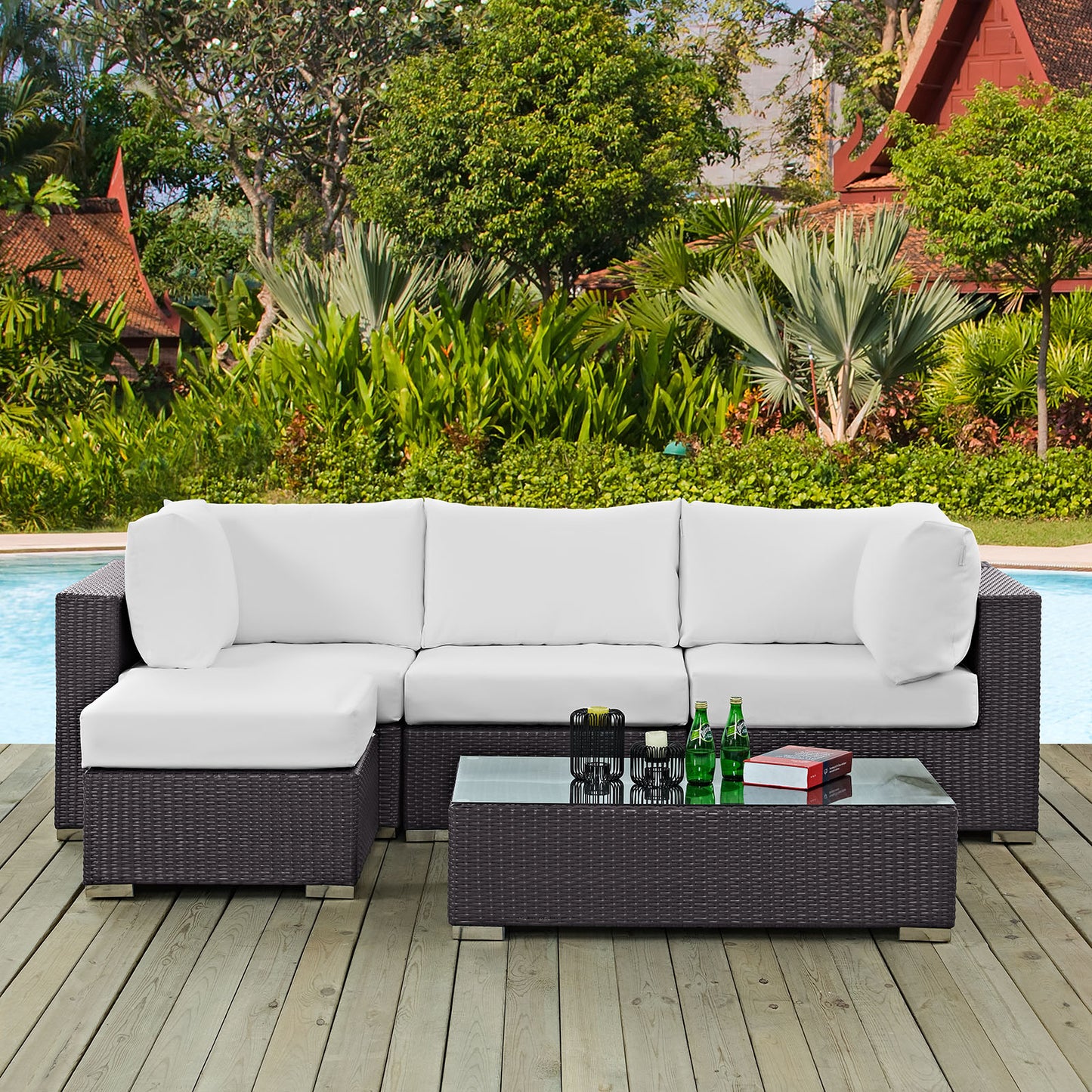 Convene 5 Piece Outdoor Patio Sectional Set