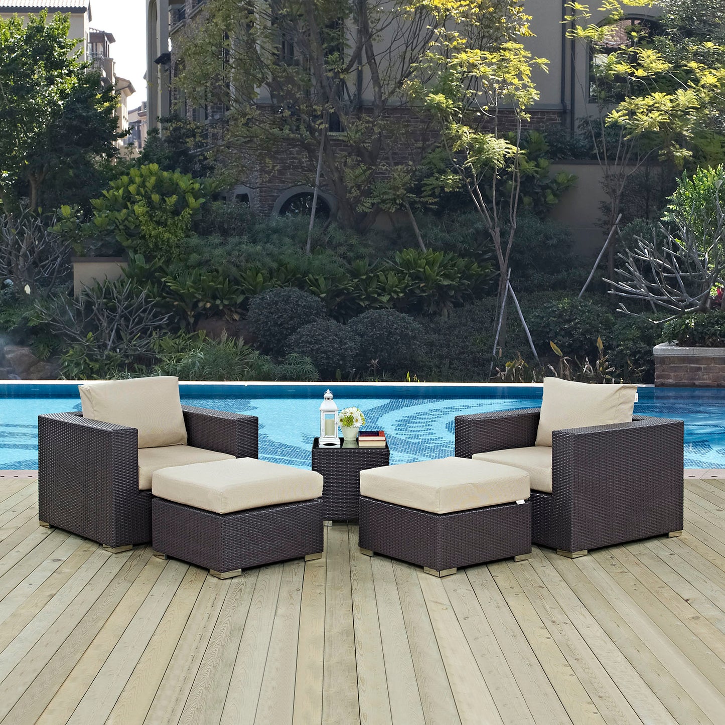 Convene 5 Piece Outdoor Patio Sectional Set